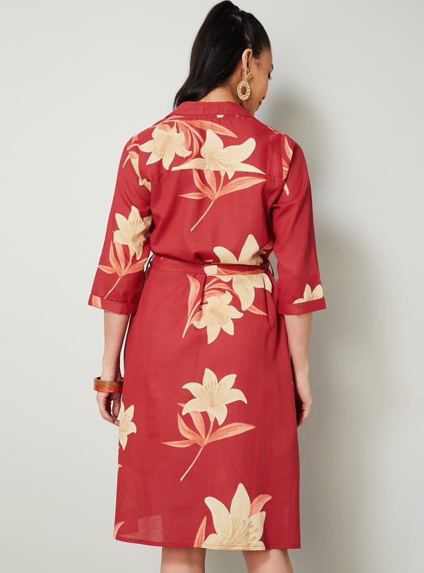 COLOUR ME Floral Print Shirt Dress