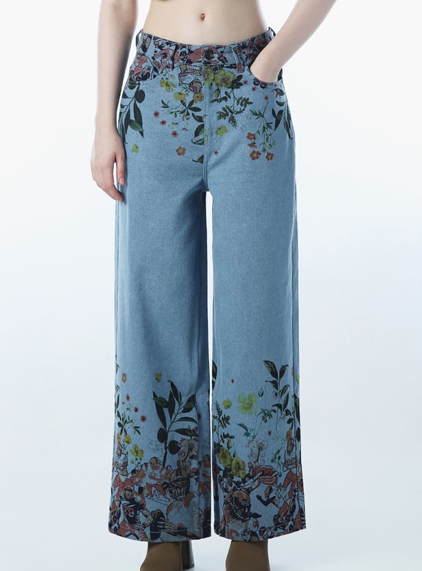 ONLY Printed Wide-Leg Jeans