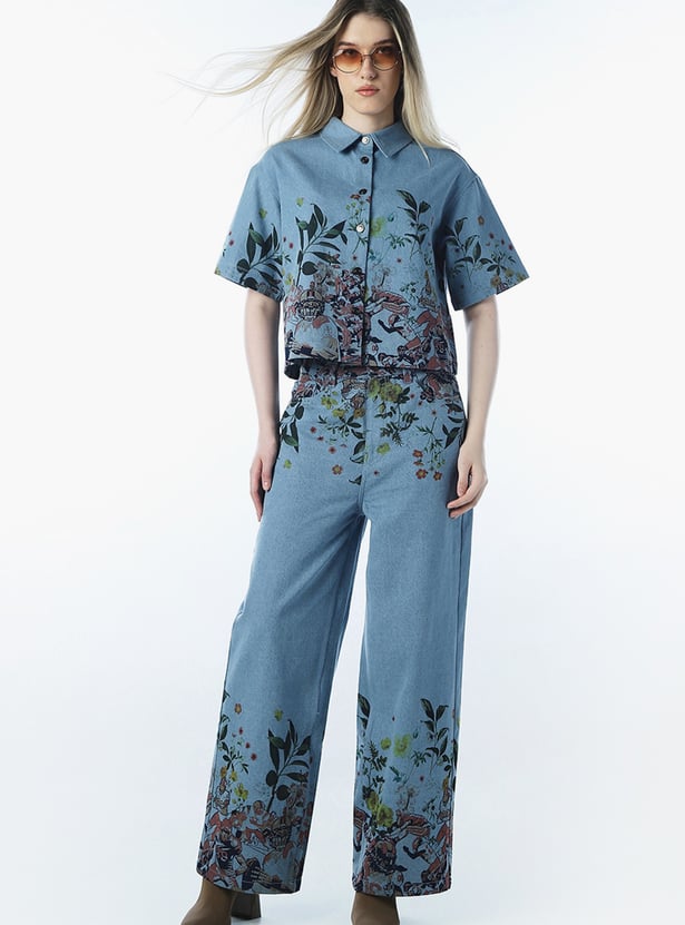 ONLY Printed Wide-Leg Jeans