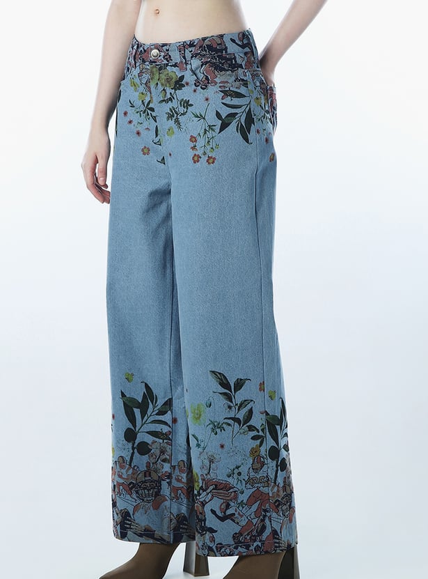 ONLY Printed Wide-Leg Jeans