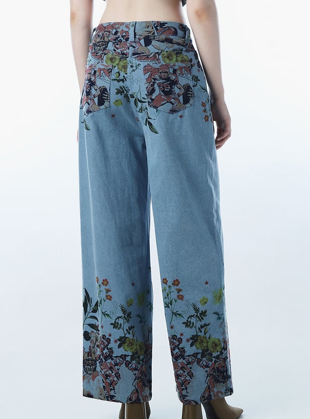 ONLY Printed Wide-Leg Jeans