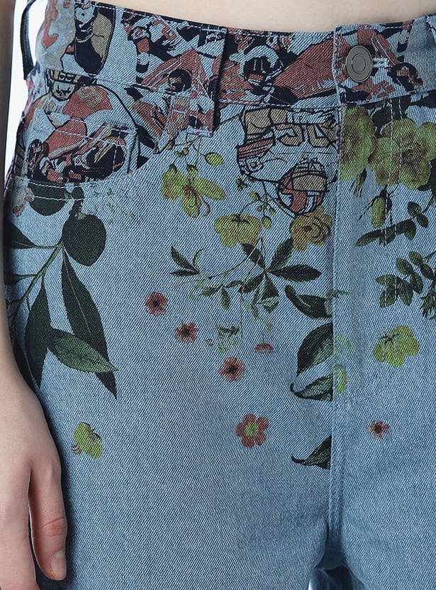 ONLY Printed Wide-Leg Jeans
