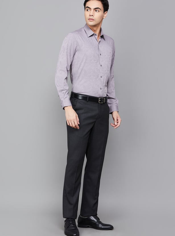 LOUIS PHILIPPE Textured Slim Fit Formal Trouser