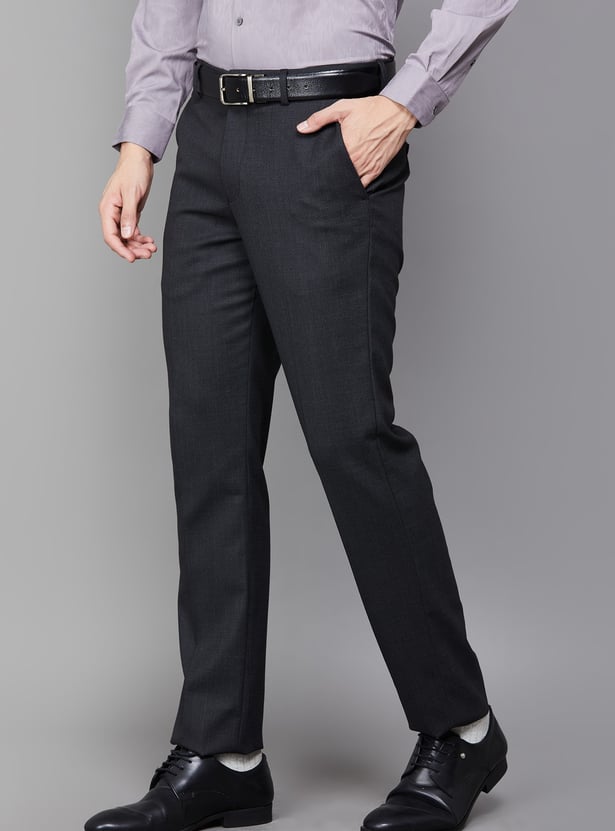 LOUIS PHILIPPE Textured Slim Fit Formal Trouser