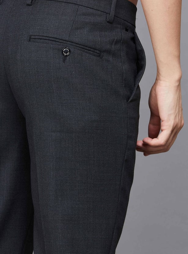 LOUIS PHILIPPE Textured Slim Fit Formal Trouser