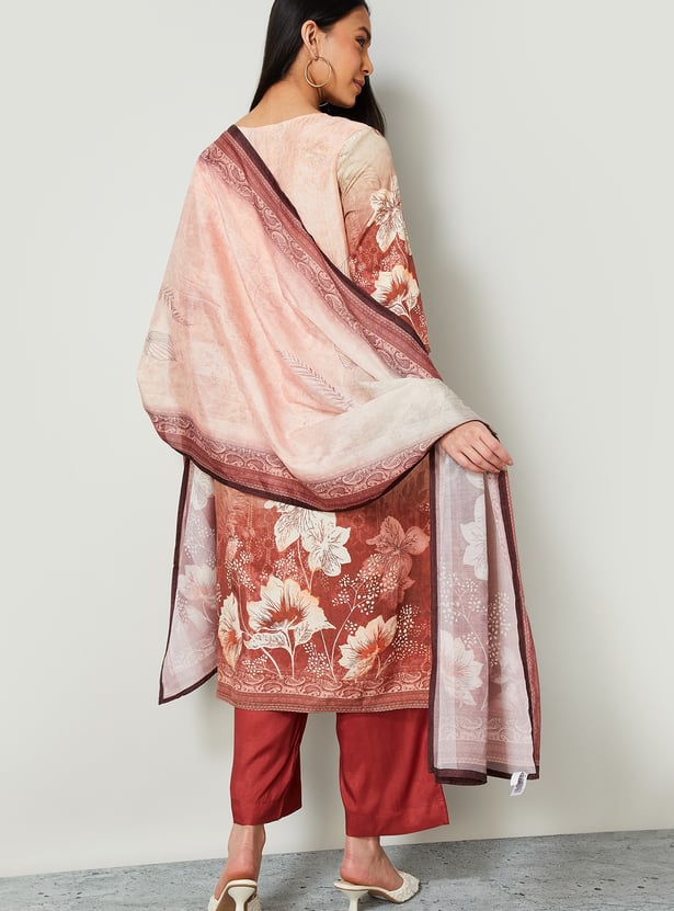 MELANGE Floral Print Straight Kurta Set