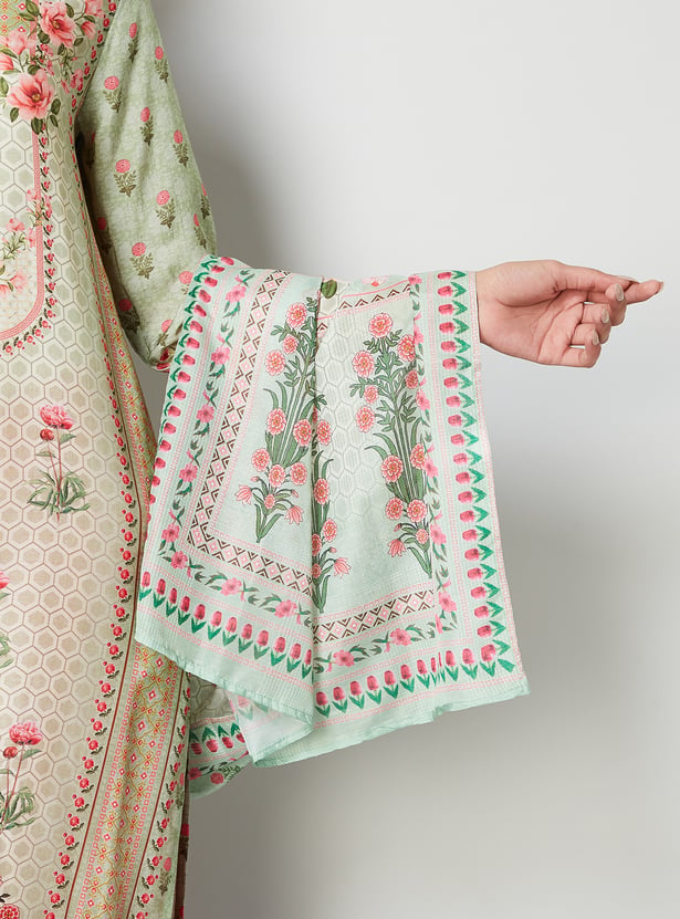 MELANGE Floral Print Straight Kurta Set