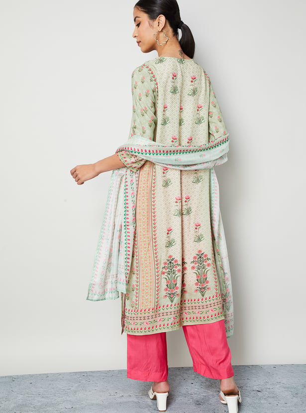 MELANGE Floral Print Straight Kurta Set