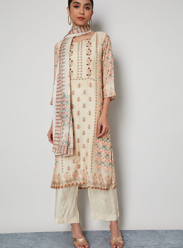 MELANGE Printed Straight Kurta Set