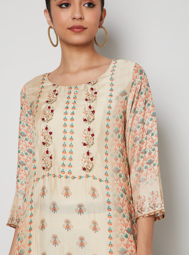 MELANGE Printed Straight Kurta Set