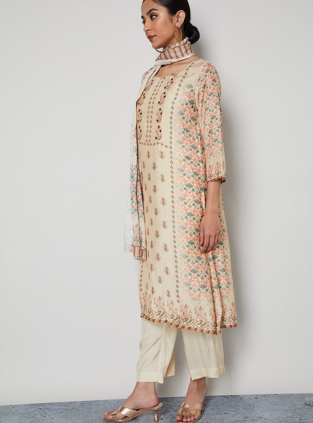 MELANGE Printed Straight Kurta Set