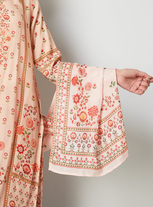 MELANGE Floral Print Straight Kurta Set