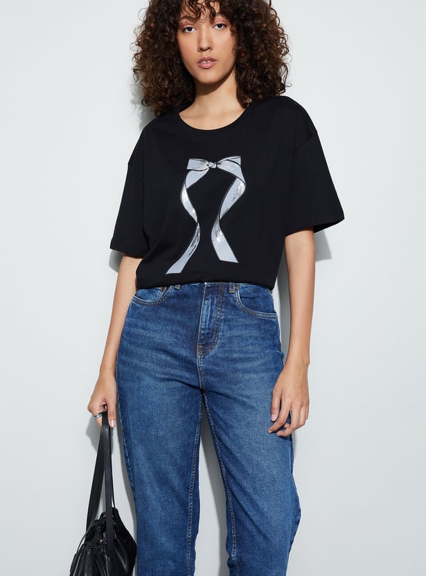 FAME FOREVER Bow Print T-shirt