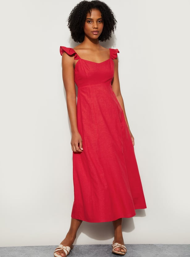 GINGER Solid A-Line Dress