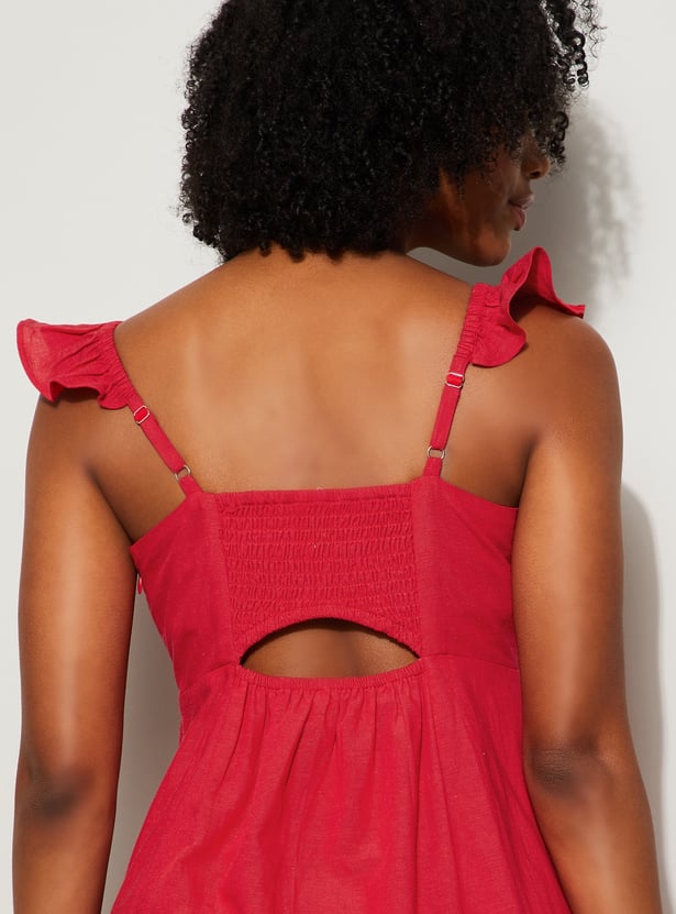 GINGER Solid A-Line Dress