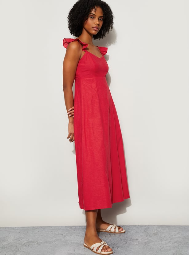 GINGER Solid A-Line Dress