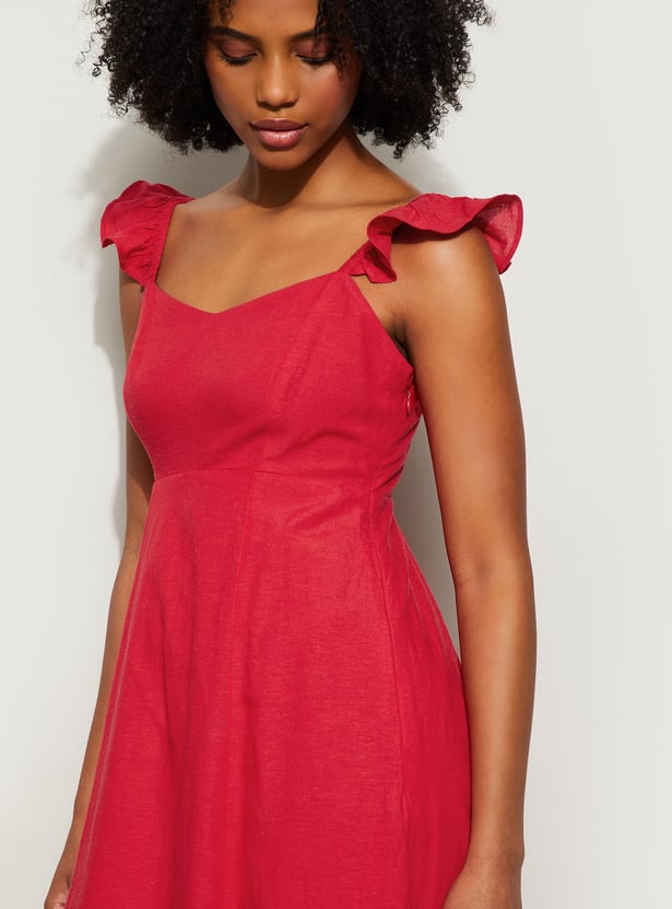 GINGER Solid A-Line Dress