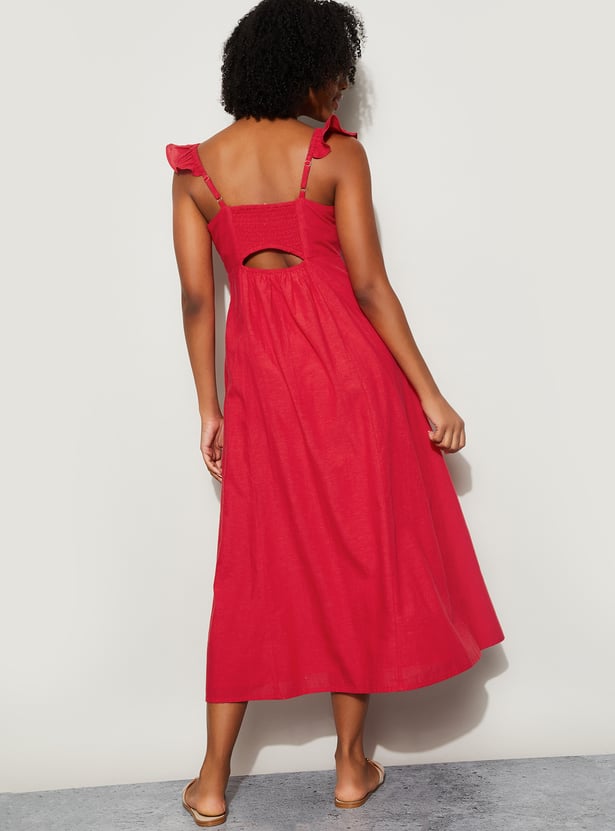 GINGER Solid A-Line Dress
