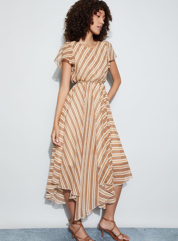CODE Striped Asymmetric Dress