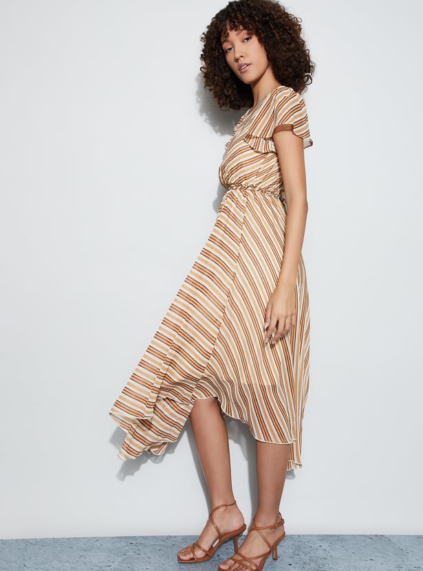 CODE Striped Asymmetric Dress