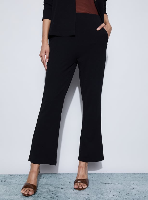 CODE Solid Flared Trousers