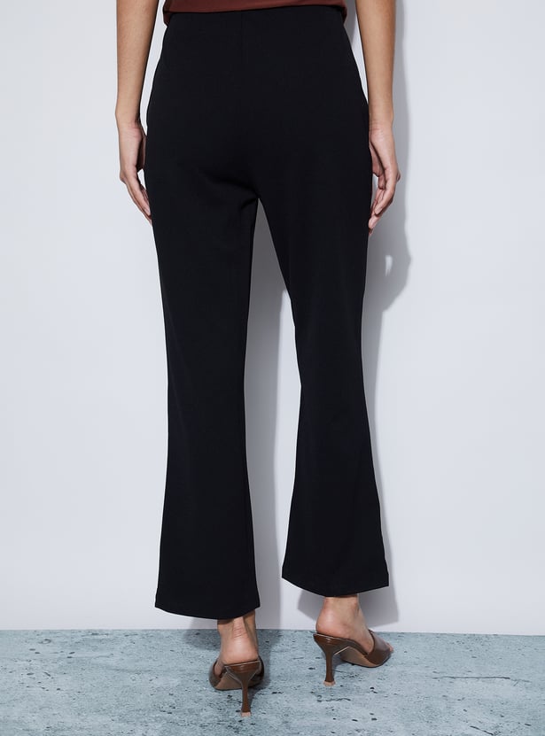 CODE Solid Flared Trousers