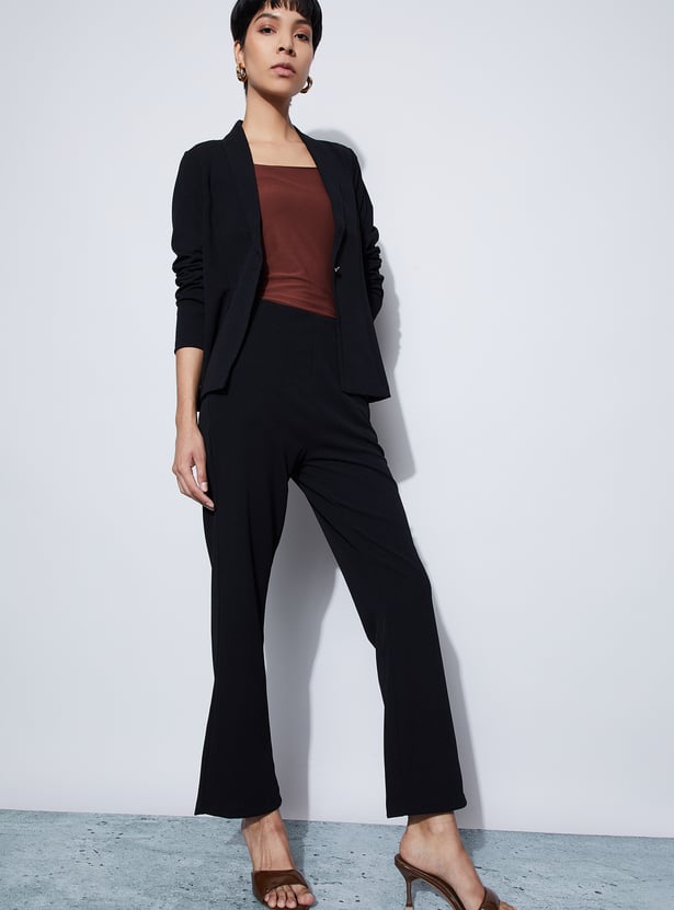 CODE Solid Flared Trousers
