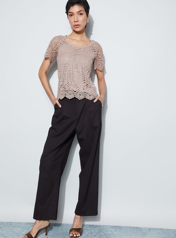 CODE Crochet Knit Top with Camisole