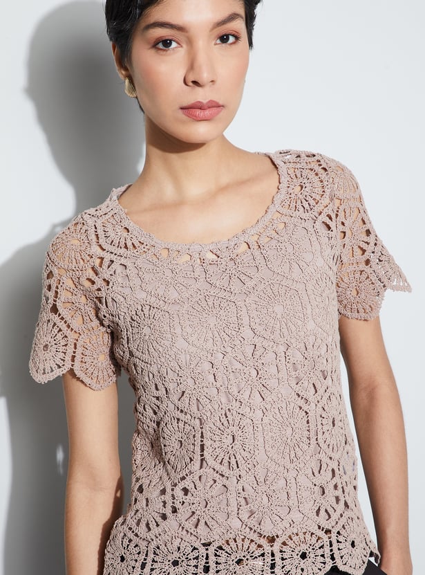 CODE Crochet Knit Top with Camisole