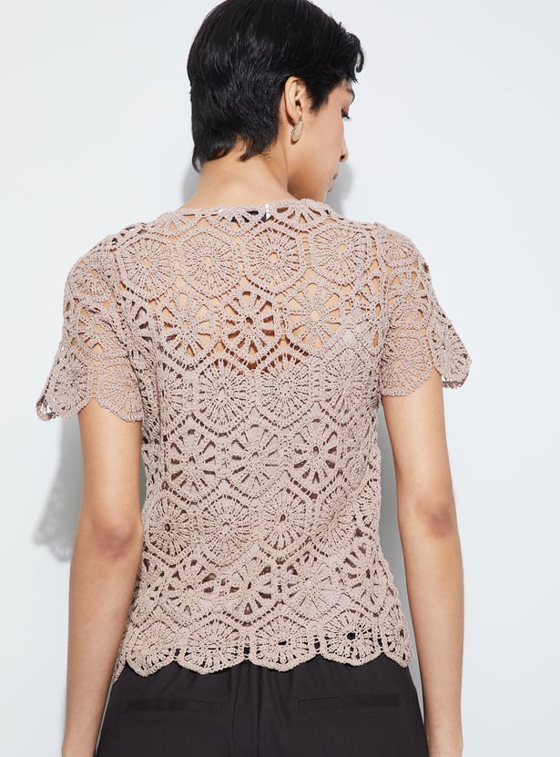 CODE Crochet Knit Top with Camisole
