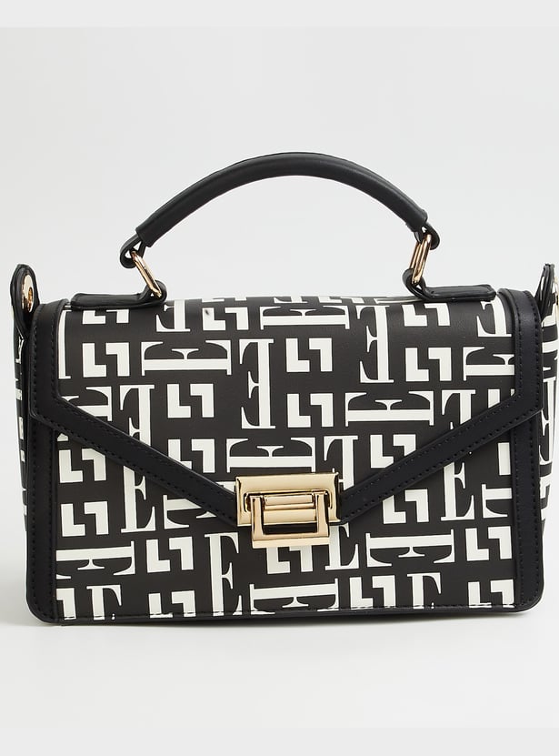 ELLE Monogram Print Handheld Bag