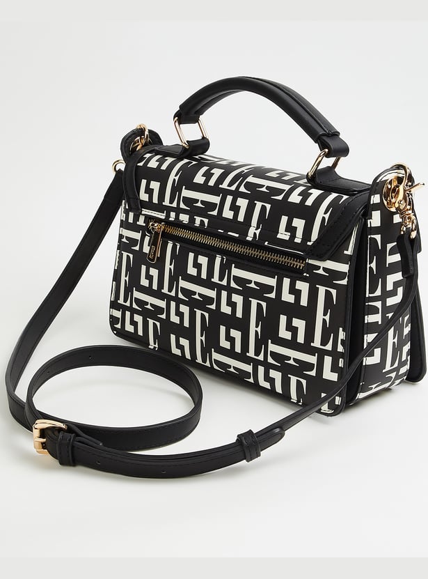 ELLE Monogram Print Handheld Bag