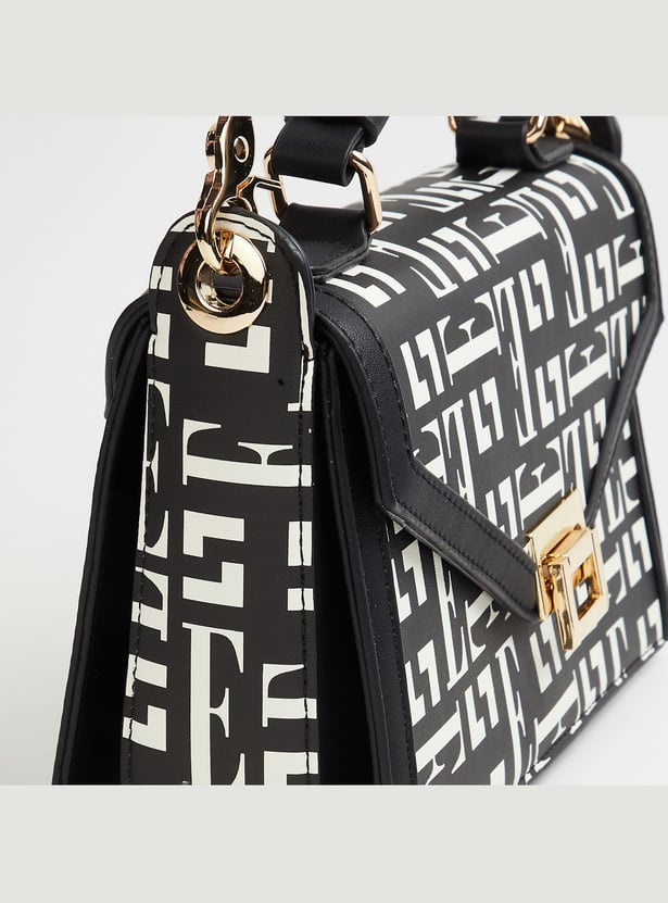 ELLE Monogram Print Handheld Bag