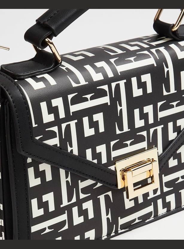 ELLE Monogram Print Handheld Bag
