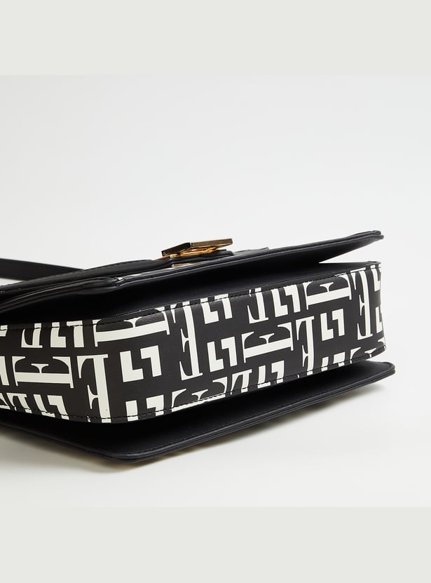 ELLE Monogram Print Handheld Bag