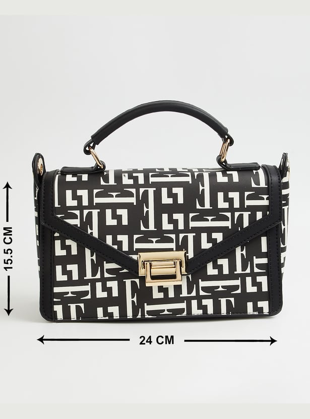 ELLE Monogram Print Handheld Bag