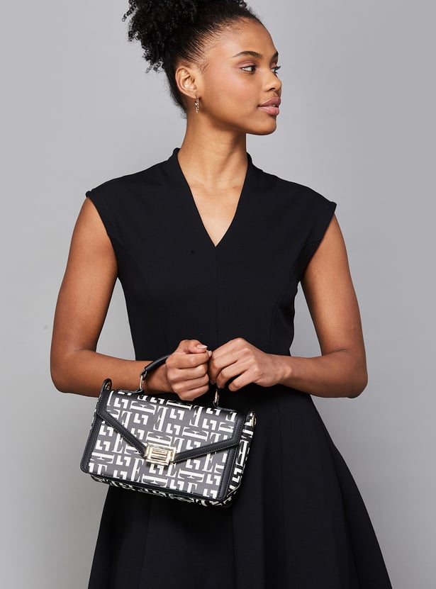 ELLE Monogram Print Handheld Bag