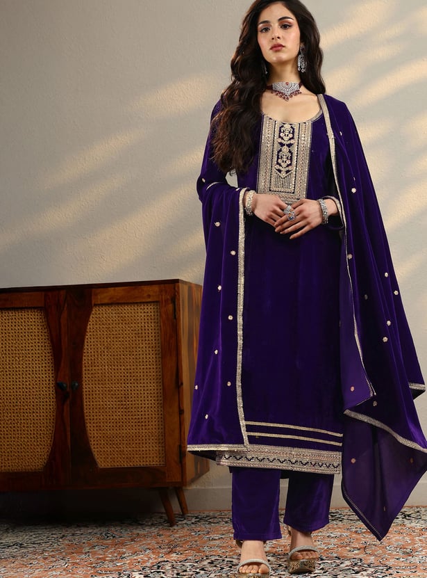 LIBAS Embroidered Straight Kurta Set