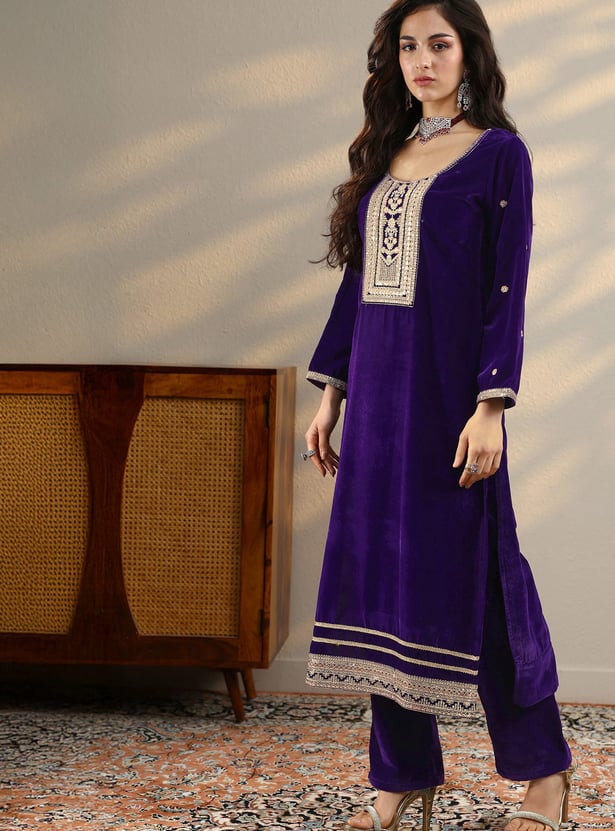 LIBAS Embroidered Straight Kurta Set