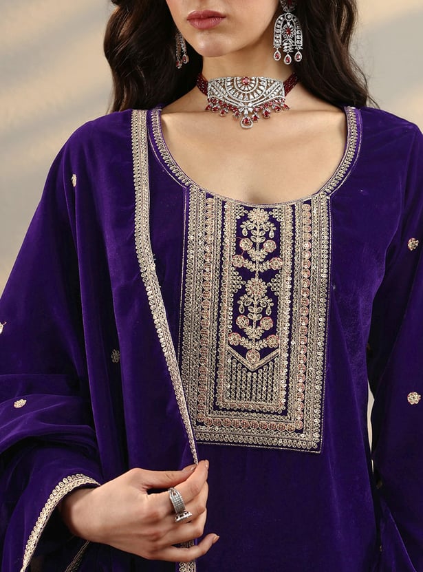 LIBAS Embroidered Straight Kurta Set