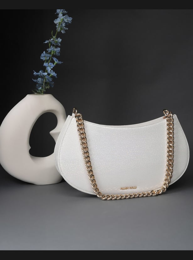 ALLEN SOLLY Shimmer Shoulder Bag with Chain Strap