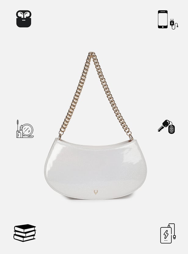 ALLEN SOLLY Shimmer Shoulder Bag with Chain Strap