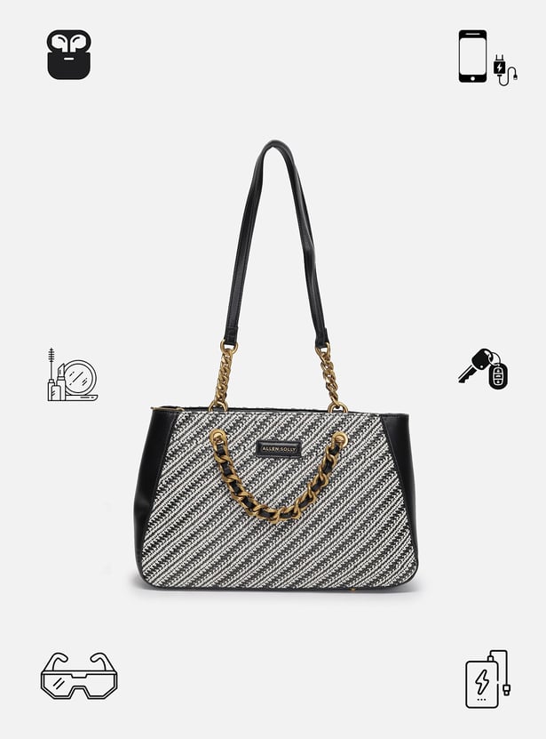 ALLEN SOLLY Basket Weave Shoulder Bag