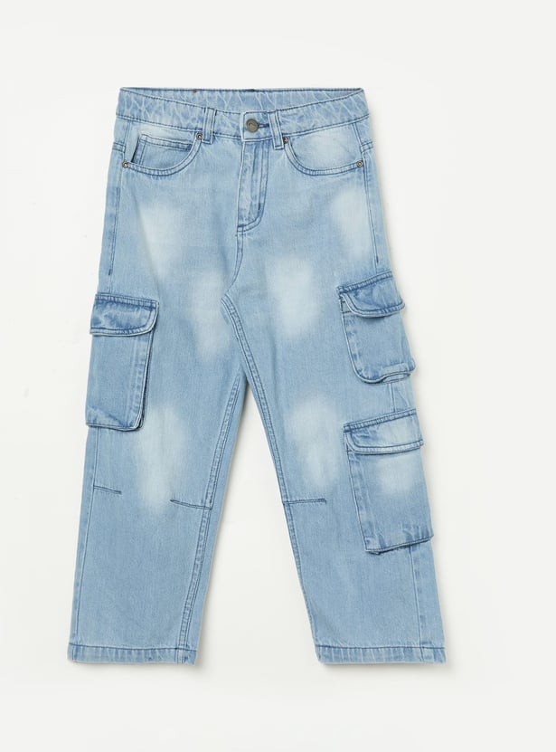 FAME FOREVER Boys Washed Denim Cargos