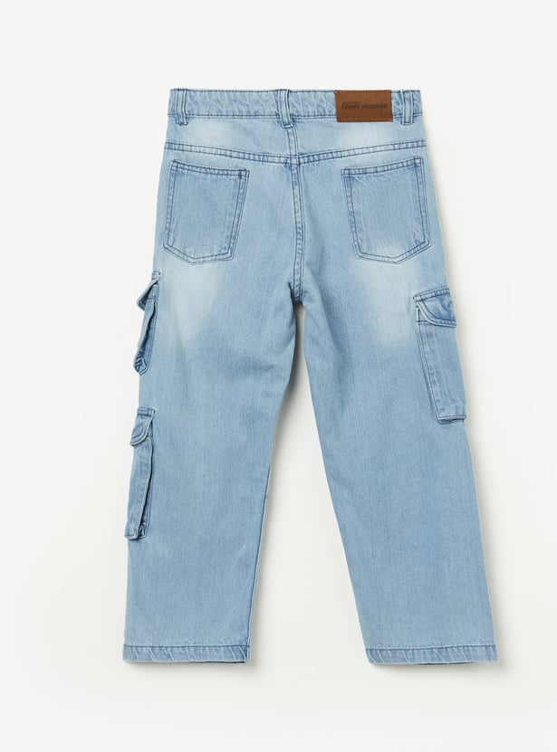 FAME FOREVER Boys Washed Denim Cargos