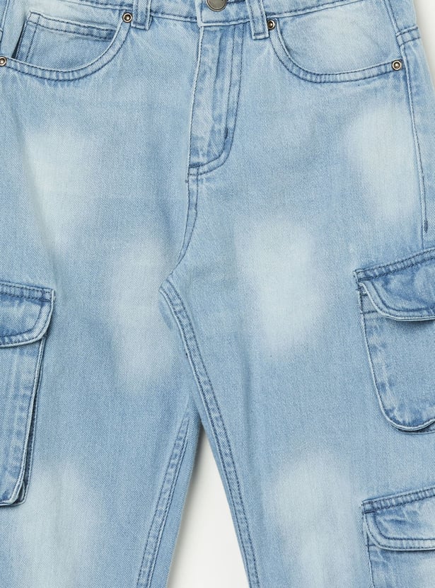 FAME FOREVER Boys Washed Denim Cargos