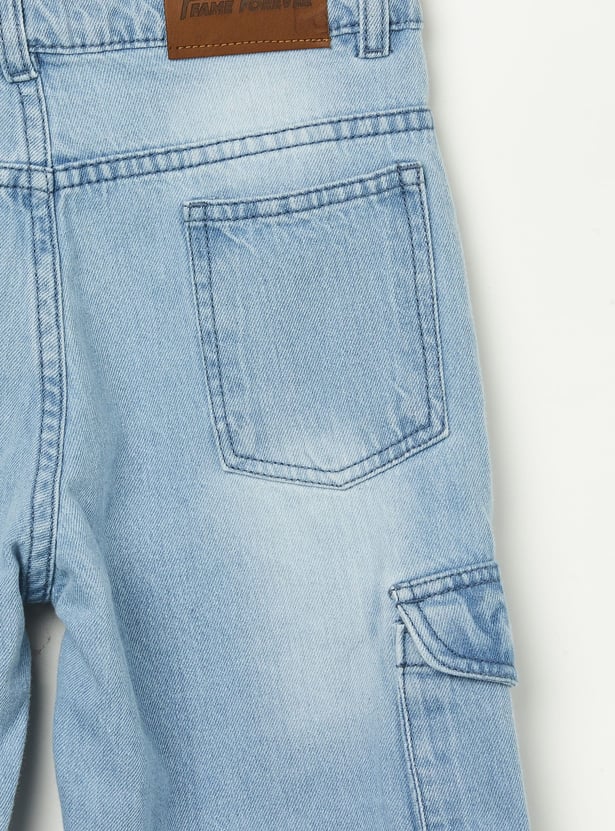 FAME FOREVER Boys Washed Denim Cargos