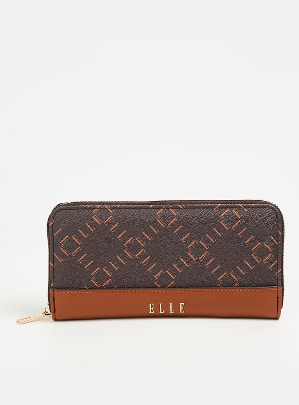ELLE Monogram Print Zip-Around Wallet