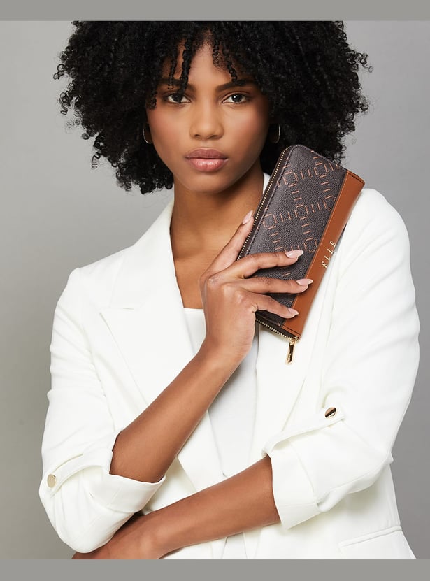 ELLE Monogram Print Zip-Around Wallet
