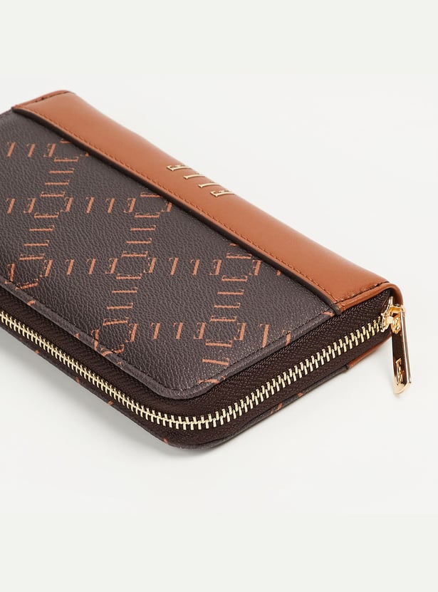 ELLE Monogram Print Zip-Around Wallet